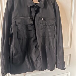 Zara Black Military Field Shirt-Jacket with Chest Pockets